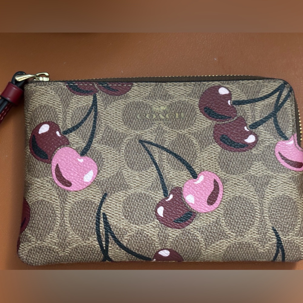 Coach Tan Wallet with Cherry Design #SOLD#
